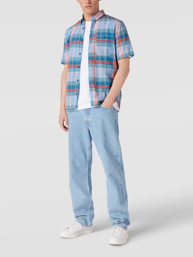 Повседневная рубашка в клетку с узором «Глен» Tom Tailor, синий повседневная рубашка стандартного кроя с короткими рукавами tom tailor коричневый