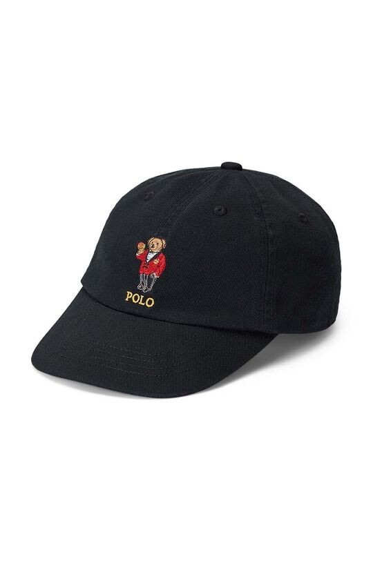 

Детская хлопковая шапка с козырьком Polo Ralph Lauren, черный