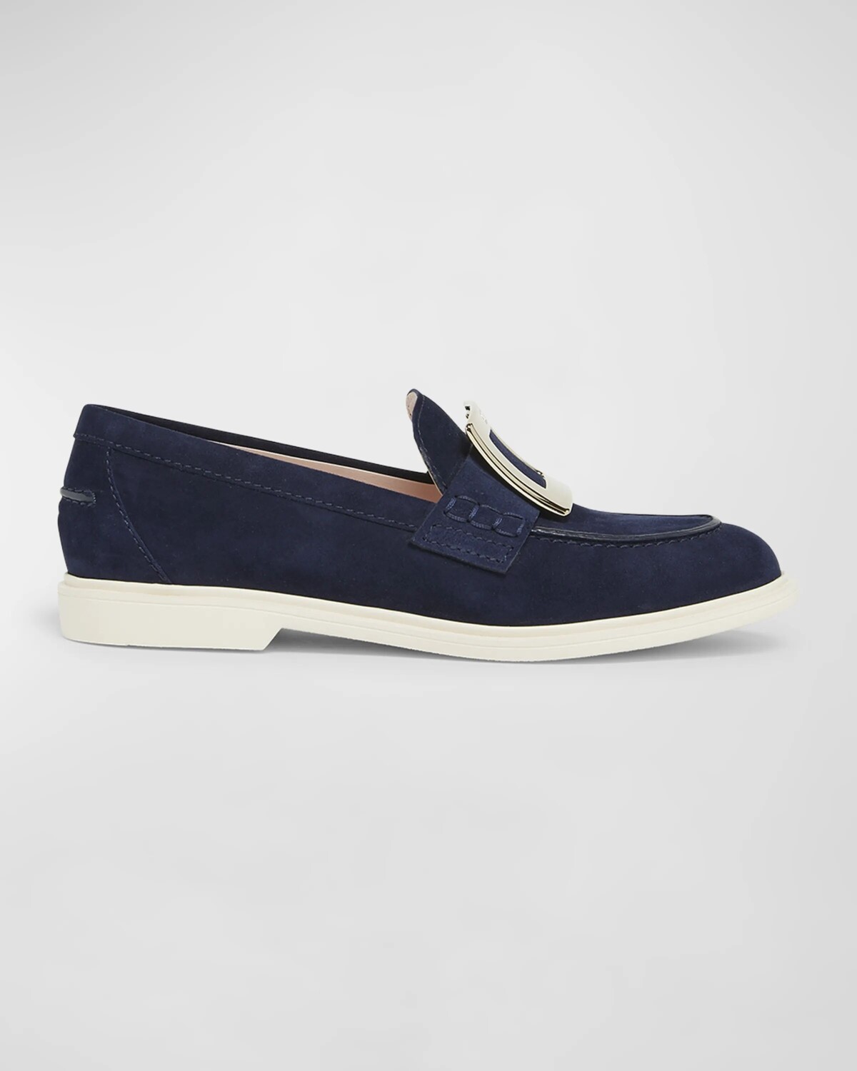 

Летние замшевые лоферы с пряжками Roger Vivier, цвет Blue