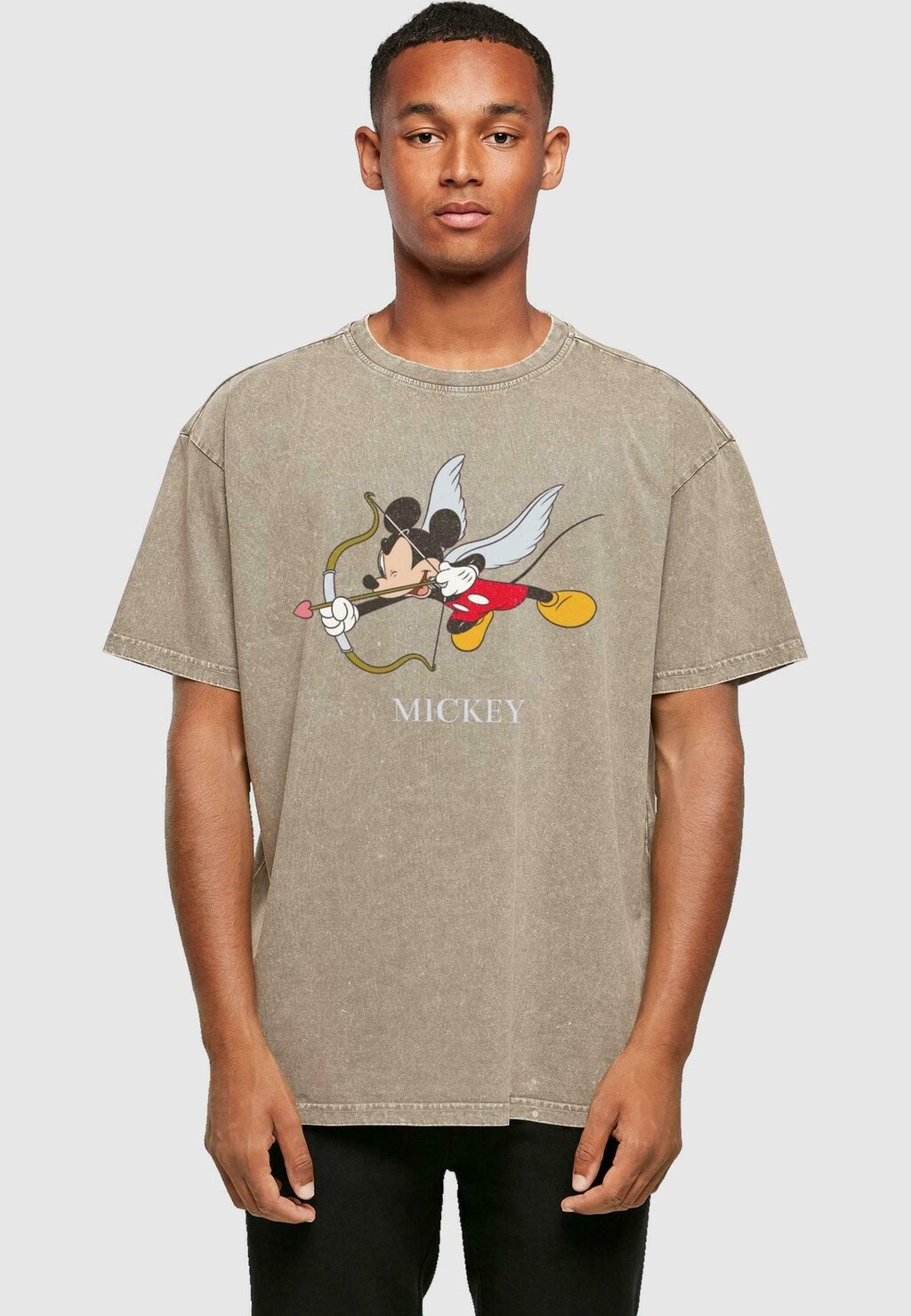 

Футболка с принтом Mickey Mouse Love Cherub ABSOLUTE CULT, цвет darkkhaki