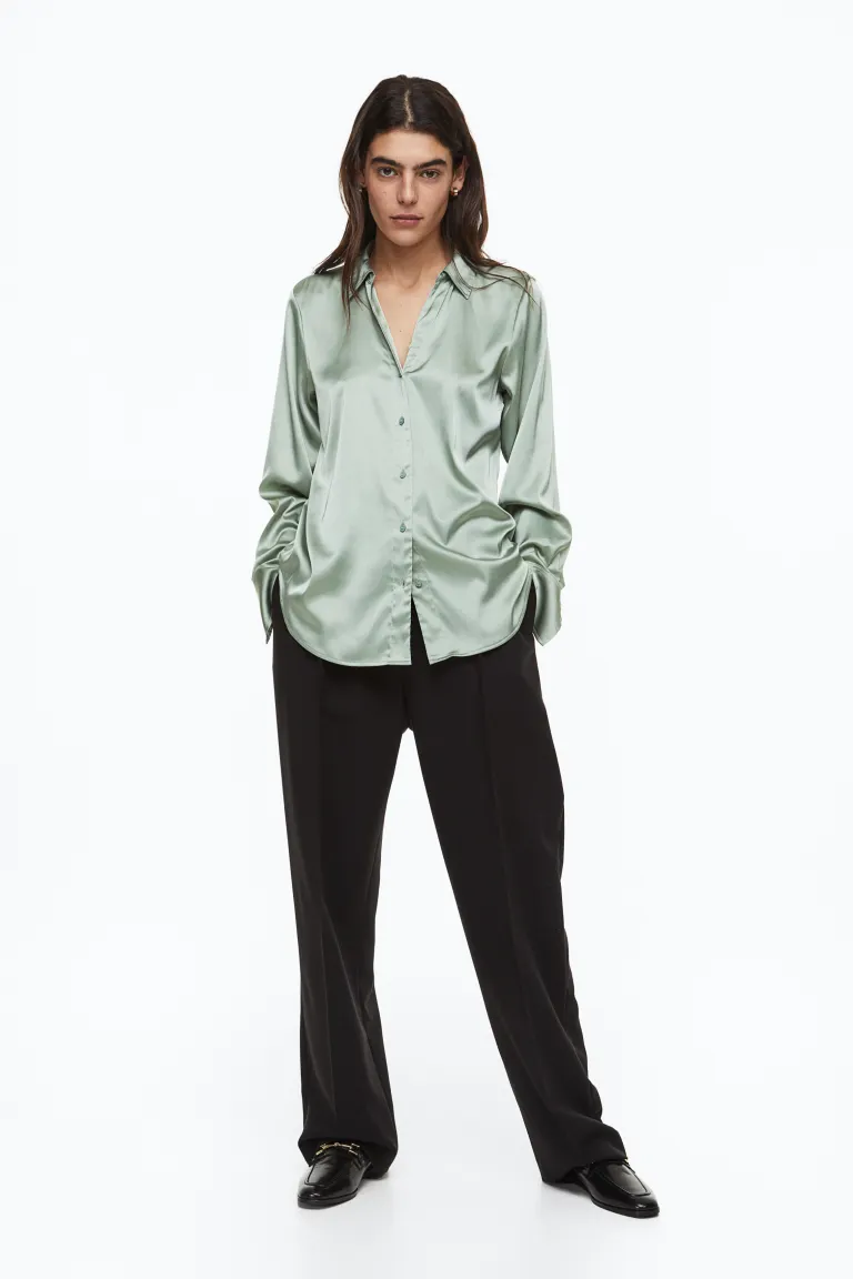 

Блузка с треугольным вырезом H&M, зеленый