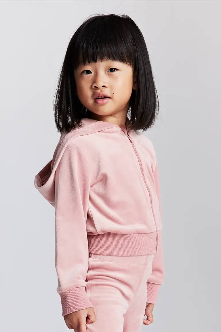 

Плюшевый топ с капюшоном и молнией H&M, розовый