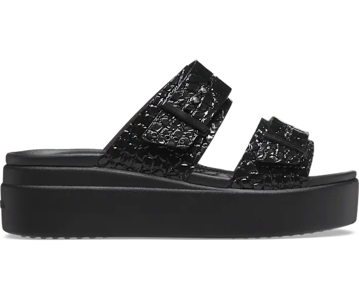 

Шлепанцы на платформе из крокодиловой кожи с блестками Crocs женские, цвет Black