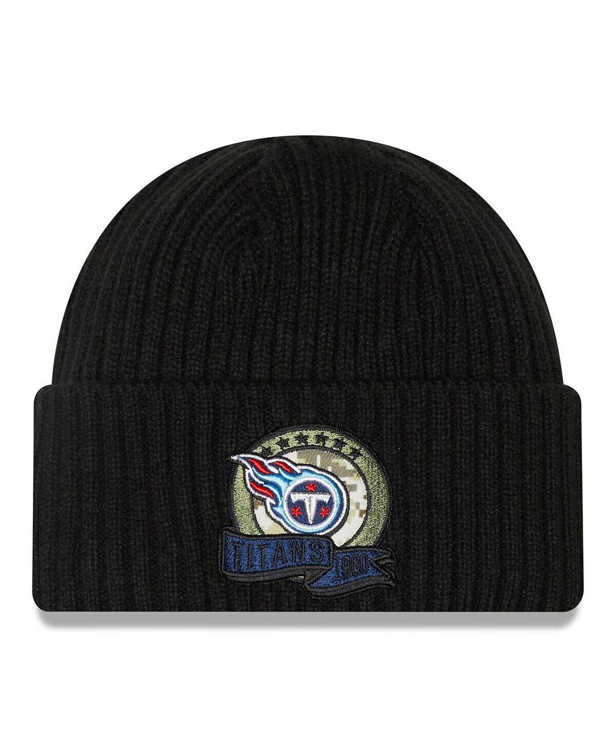 

Мужская черная вязаная шапка Tennessee Titans 2022 Salute To Service New Era