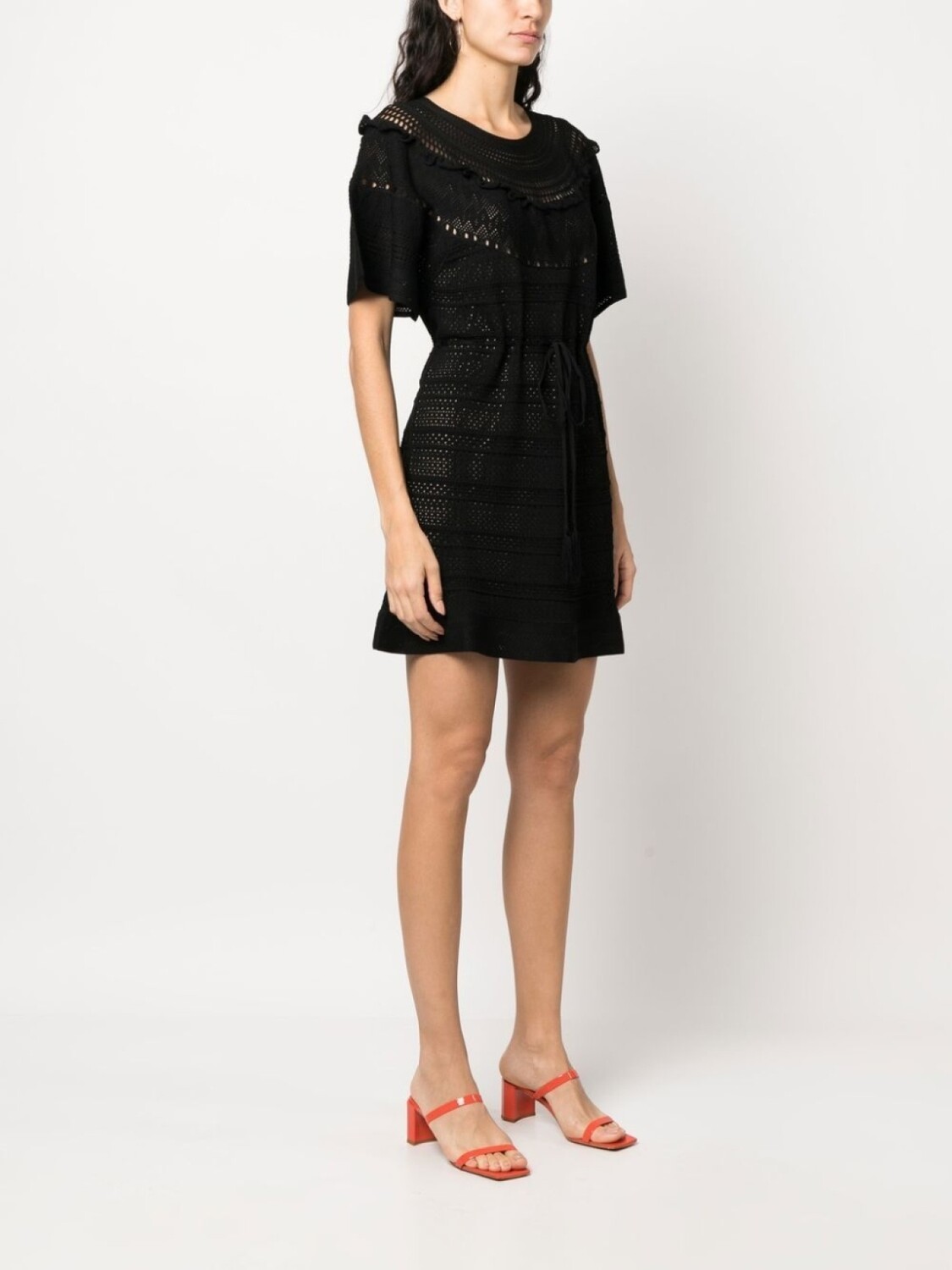 

TWINSET платье мини в технике кроше, черный