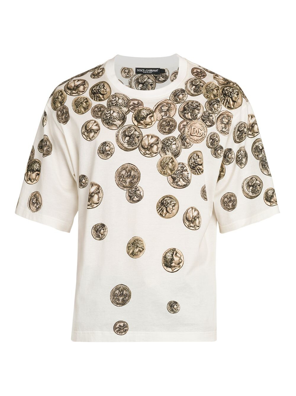 

футболка с круглым вырезом и монетами DOLCE&GABBANA, Белый