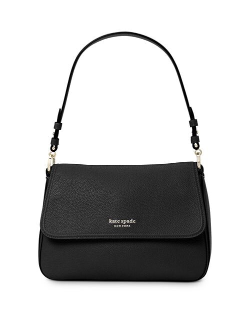 

Hudson Сумка через плечо среднего размера из шагреневой кожи с клапаном kate spade new york, цвет Black