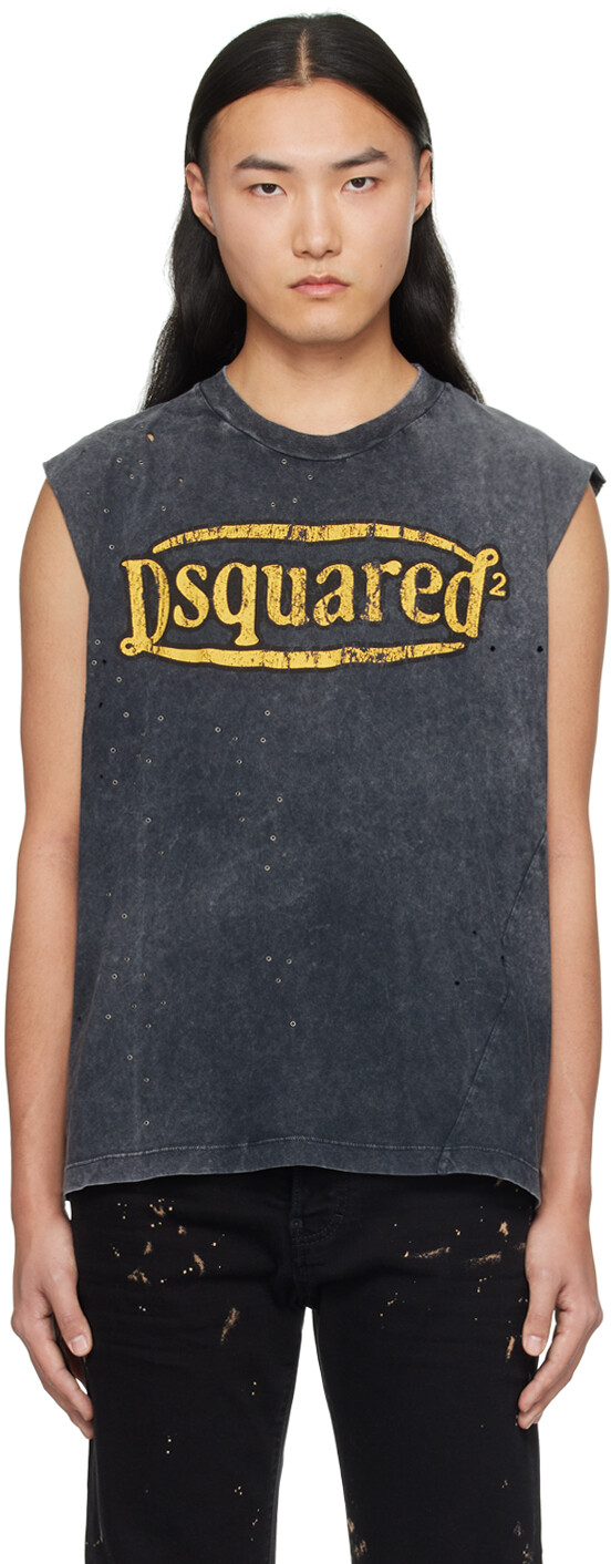 

Черная рваная майка Dsquared2