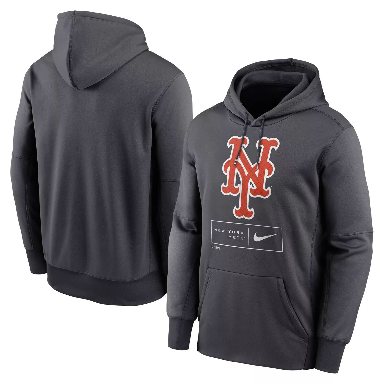 

Мужской пуловер с капюшоном New York Mets Season Pattern антрацитового цвета Nike, Черный