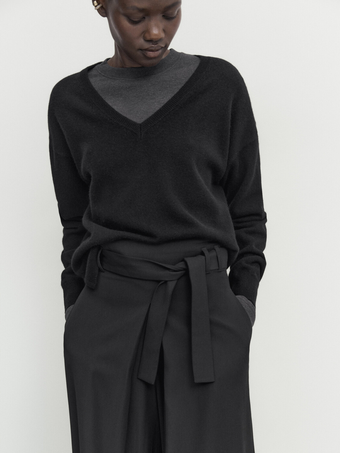 

Юбка с завязками Massimo Dutti, черный
