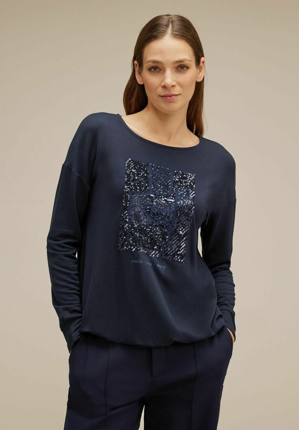 

Рубашка с длинным рукавом MIT PAILLETTEN Street One, цвет blau