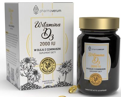 цена Witamina D3 2000 IU w Oleju z Czarnuszki витамин D3 в капсулах, 60 шт.