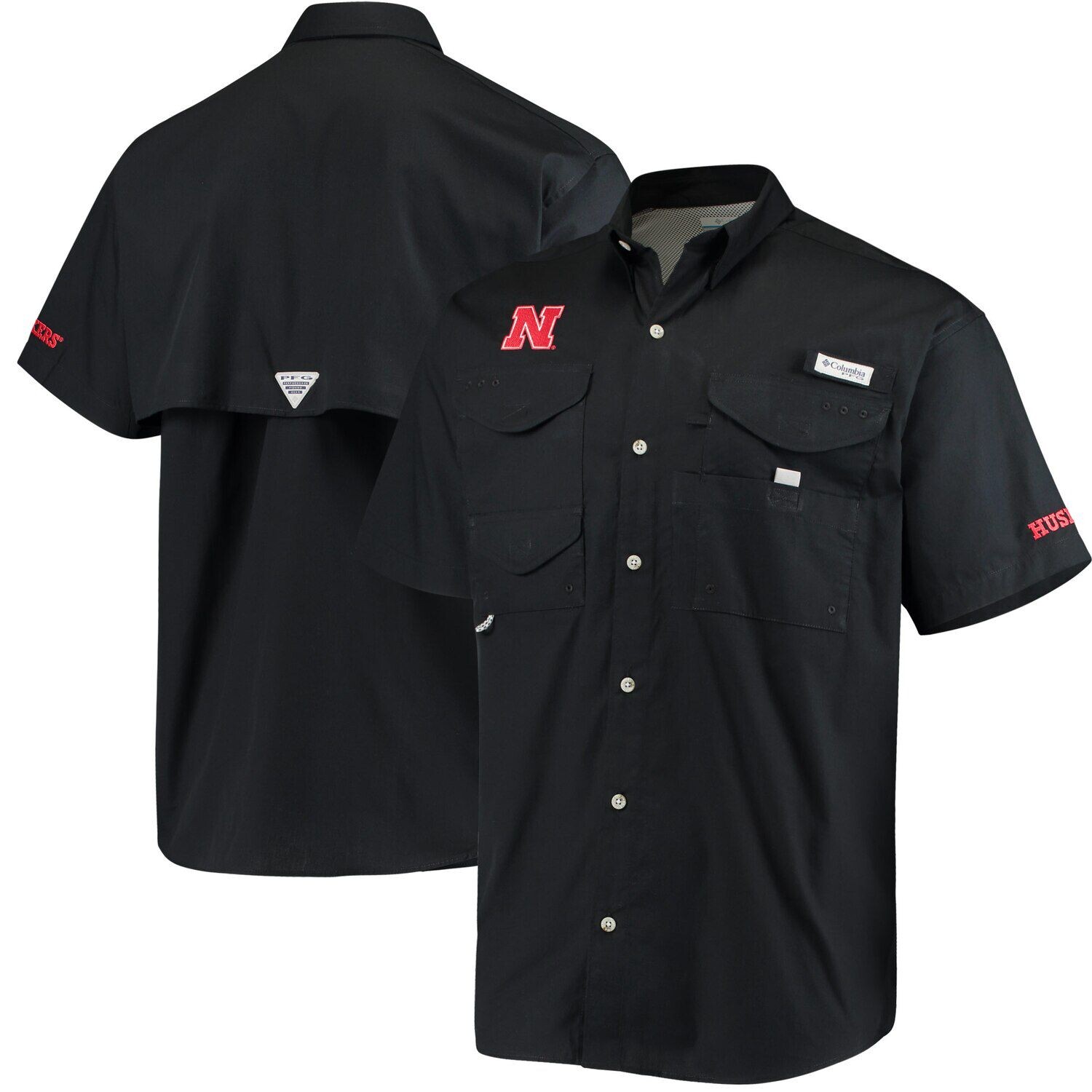 

Мужская рубашка Columbia Black Nebraska Huskers PFG Bonehead черного цвета