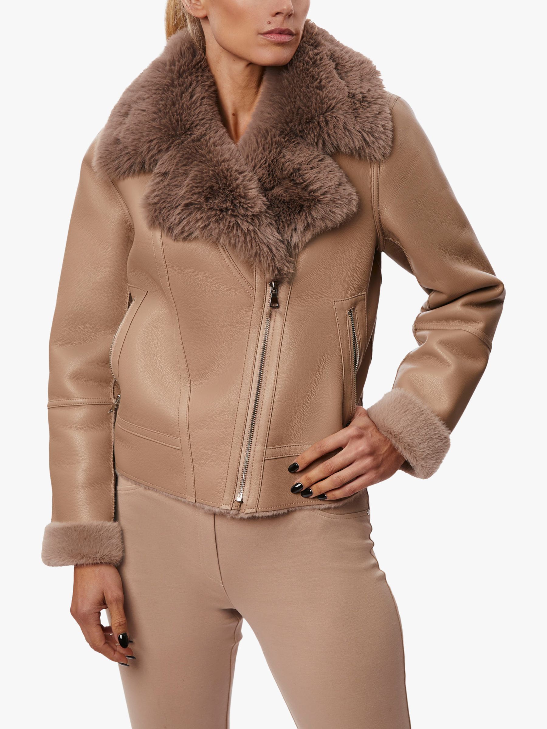 цена Куртка из искусственной кожи с отделкой из искусственного меха James Lakeland, серо-коричневый