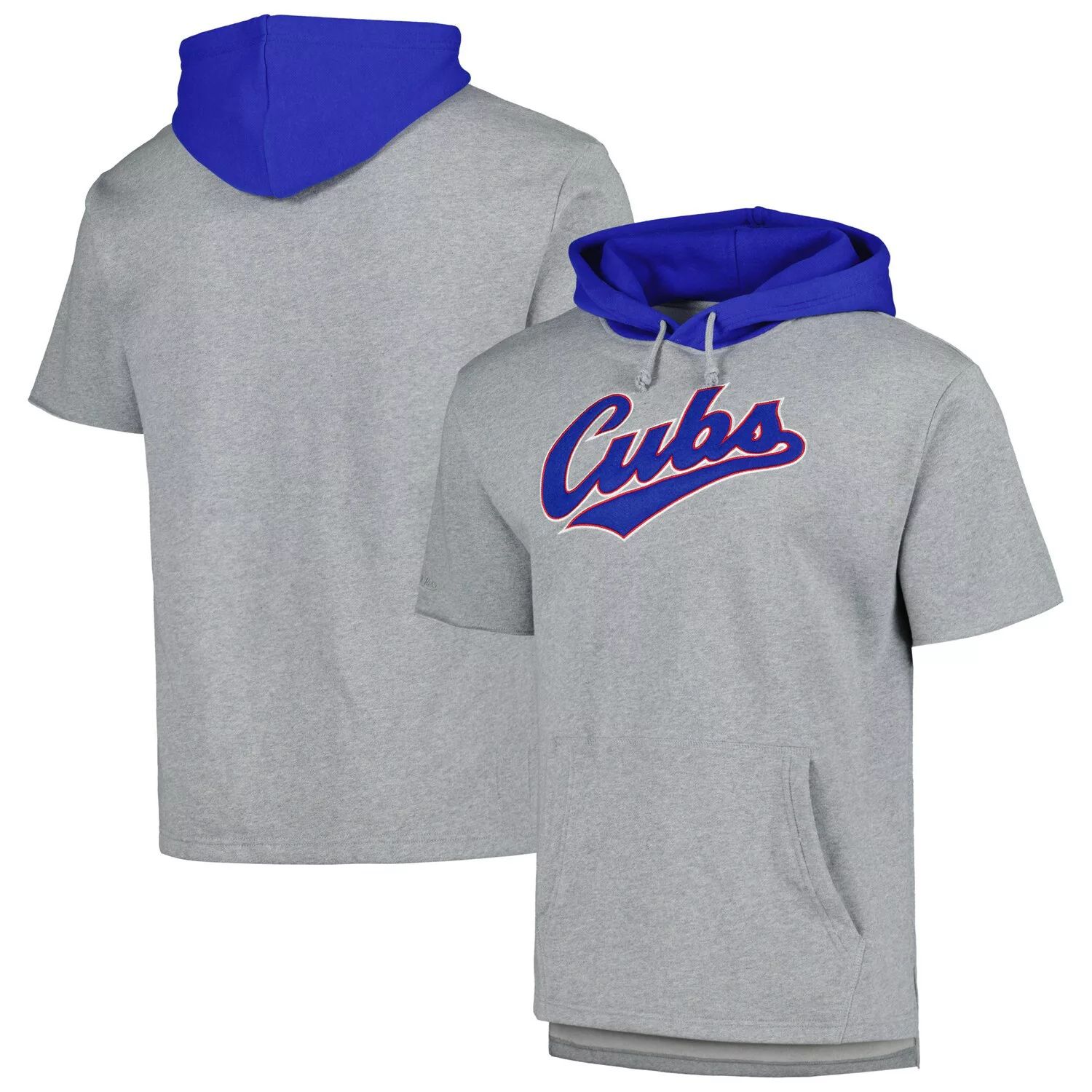 

Мужской пуловер с капюшоном и короткими рукавами Mitchell & Ness Heather Grey Chicago Cubs Postgame