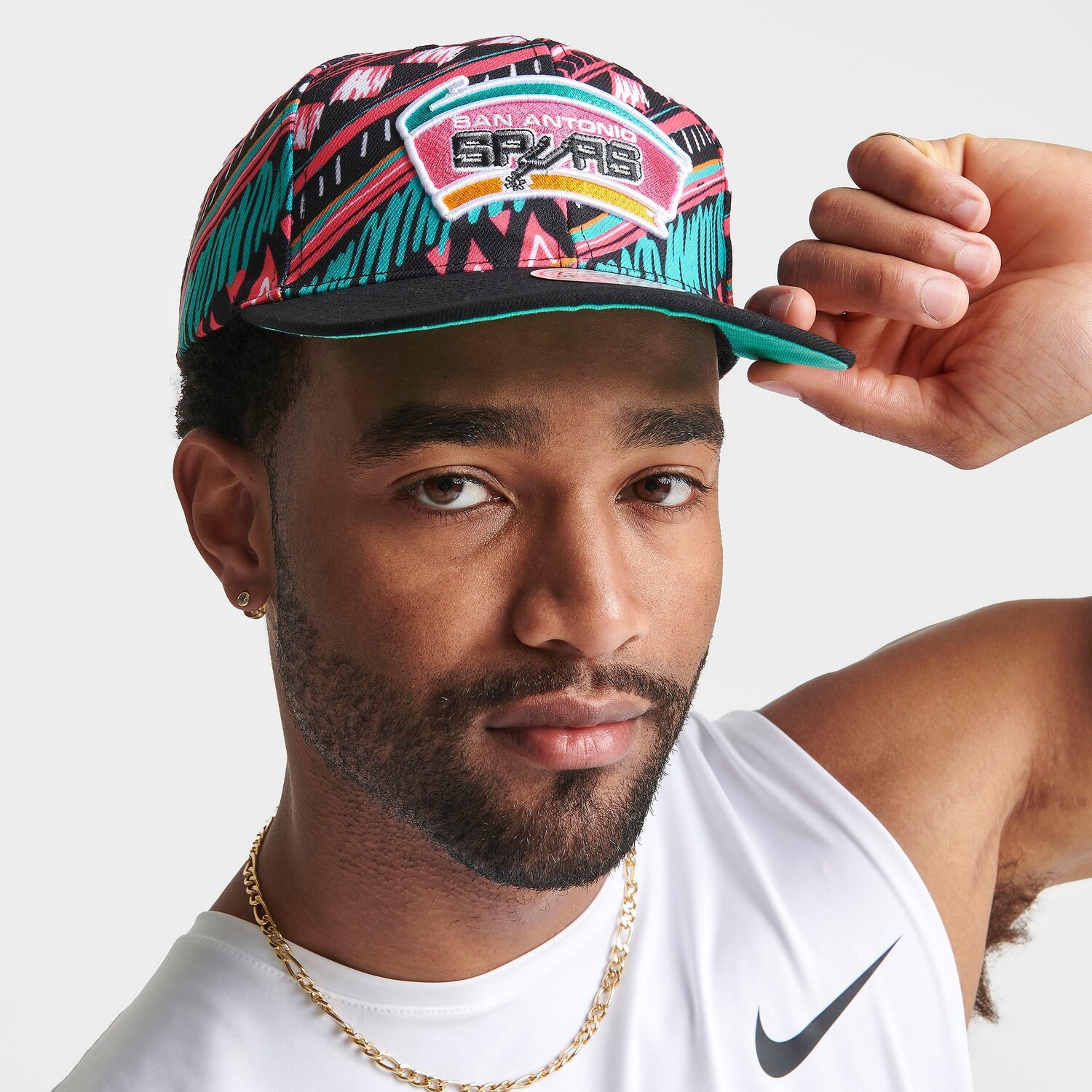 

Кепка с узором Mitchell & Ness San Antonio Spurs Gameday Snapback, черный