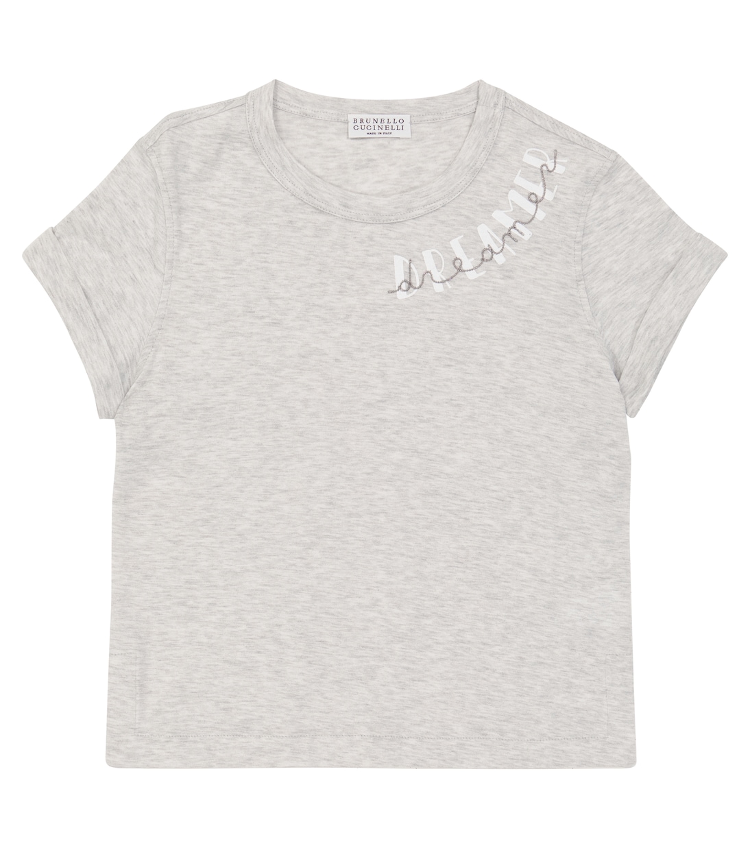 Хлопковая футболка с принтом Brunello Cucinelli, серый хлопковая футболка с принтом brunello cucinelli kids розовый