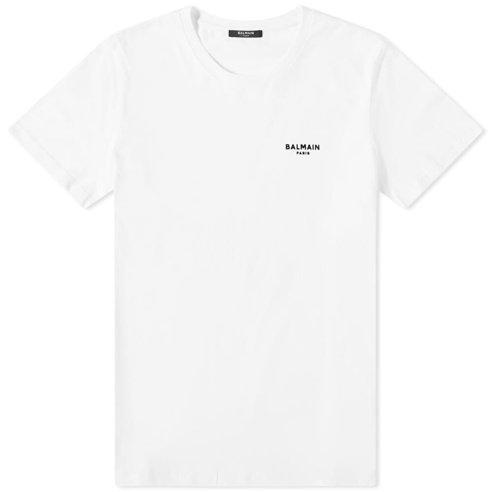 

Balmain Футболка с маленьким логотипом из флока, белый/черный