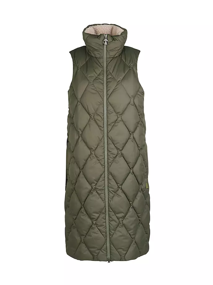 

Стеганый длинный жилет Samphire Barbour, цвет deep olive