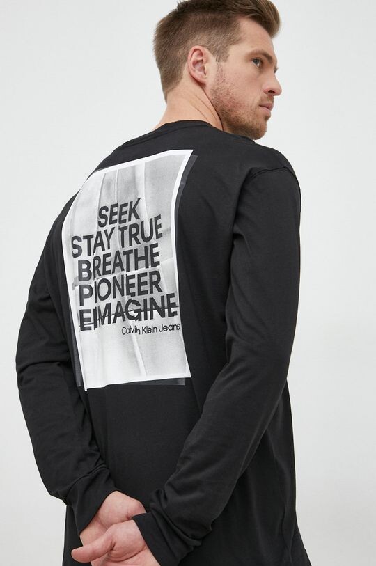 

Футболка с длинными рукавами, хлопок Calvin Klein Jeans, черный