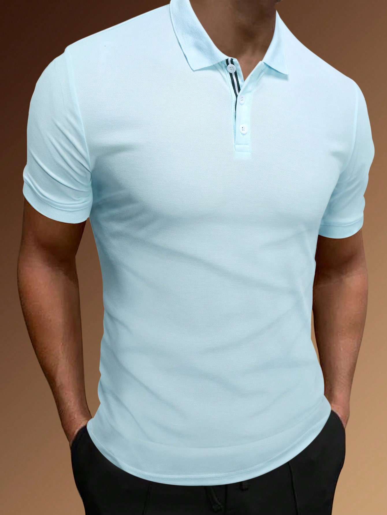 Мужская однотонная рубашка-поло с короткими рукавами Manfinity Mode, голубые