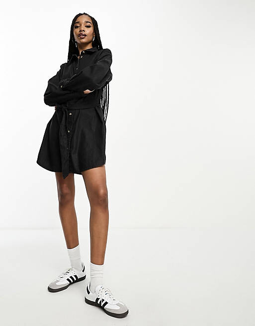 

Черное джинсовое платье мини с поясом ASOS DESIGN Tall, Черный