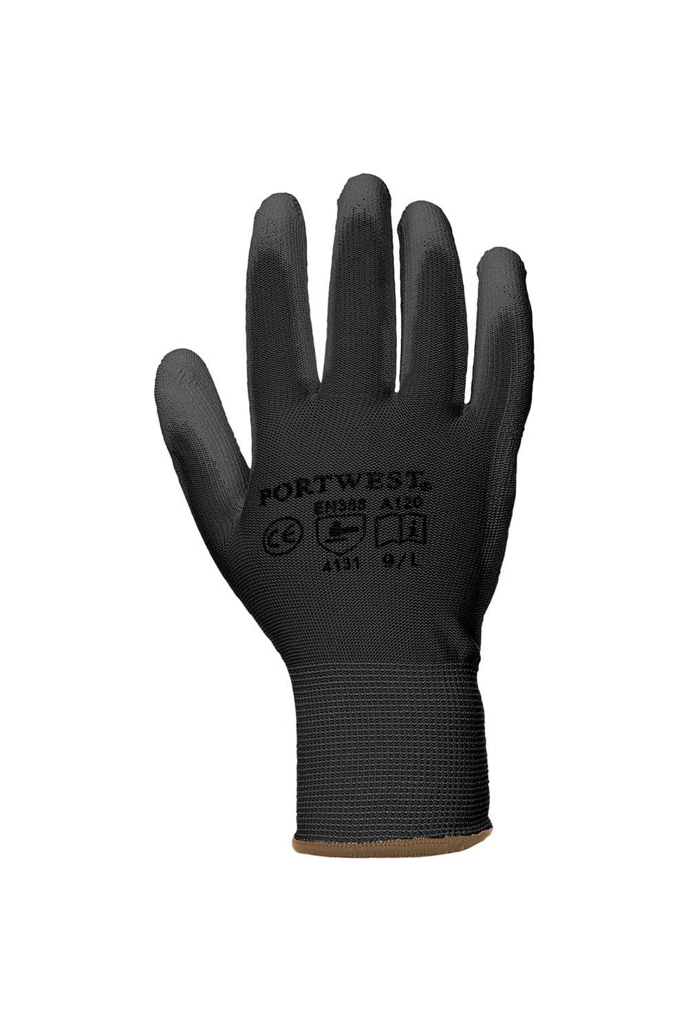 Перчатки с полиуретановым покрытием ладони (A120) Спецодежда Portwest, черный средние черные перчатки трикотажные калибра 13 с полиэстеровым покрытием ладони и пальцы с открытой спиной loops черный