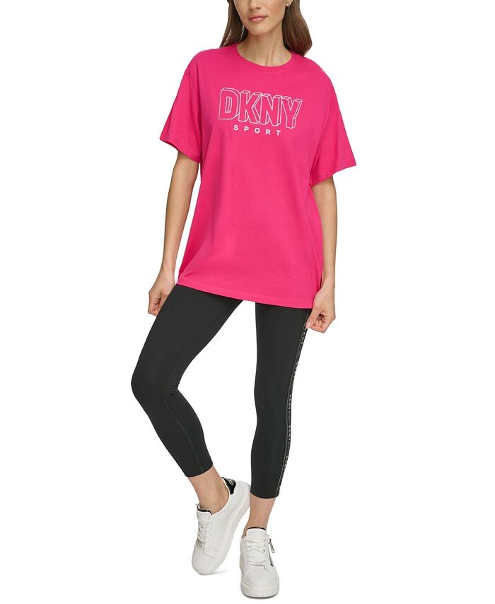 

Женская хлопковая футболка с блестящим логотипом DKNY, синий