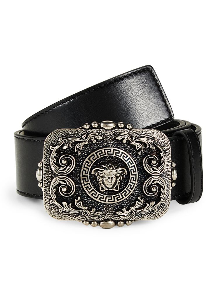 

Кожаный ремень с пряжкой Medusa Versace, черный