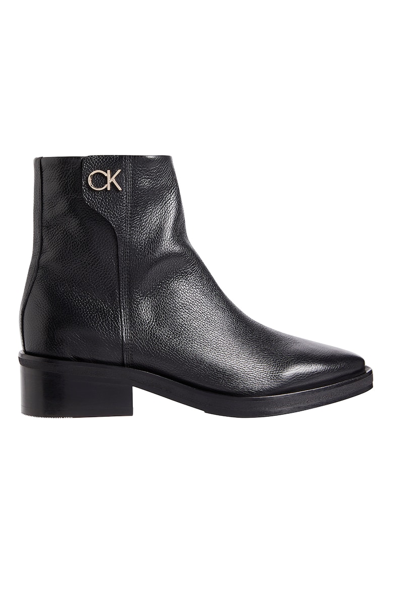 кожаные ботинки на молнии 34 черный Кожаные ботинки на молнии Calvin Klein, черный