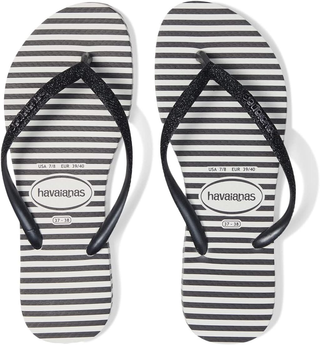 

Шлепанцы Slim Glitter Stripes Flip Flop Sandal Havaianas, цвет White/Black