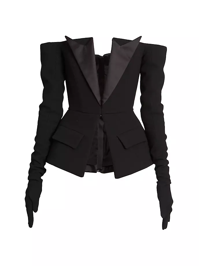 

Топ с перчатками из креп-баски Balmain, черный