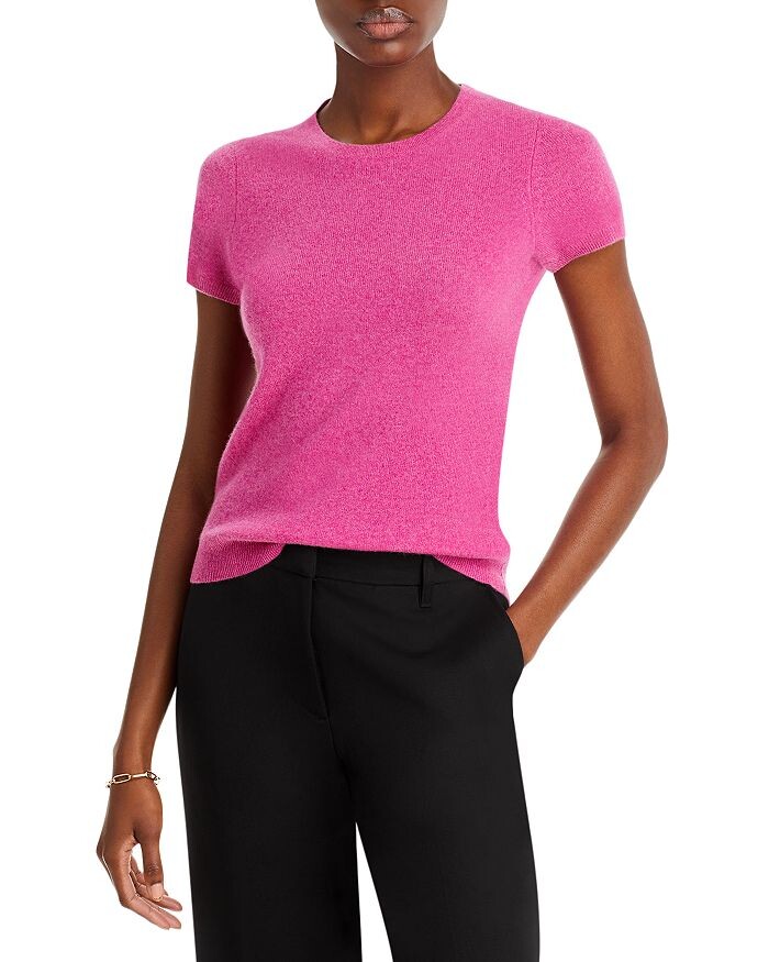 

Кашемировый свитер с короткими рукавами — 100% эксклюзив C by Bloomingdale's Cashmere, Розовый