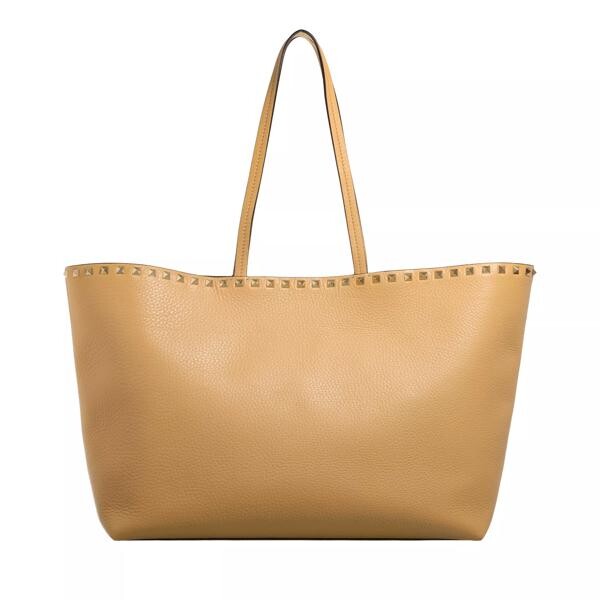 

Шоппер tote rockstud brown Valentino Garavani, коричневый
