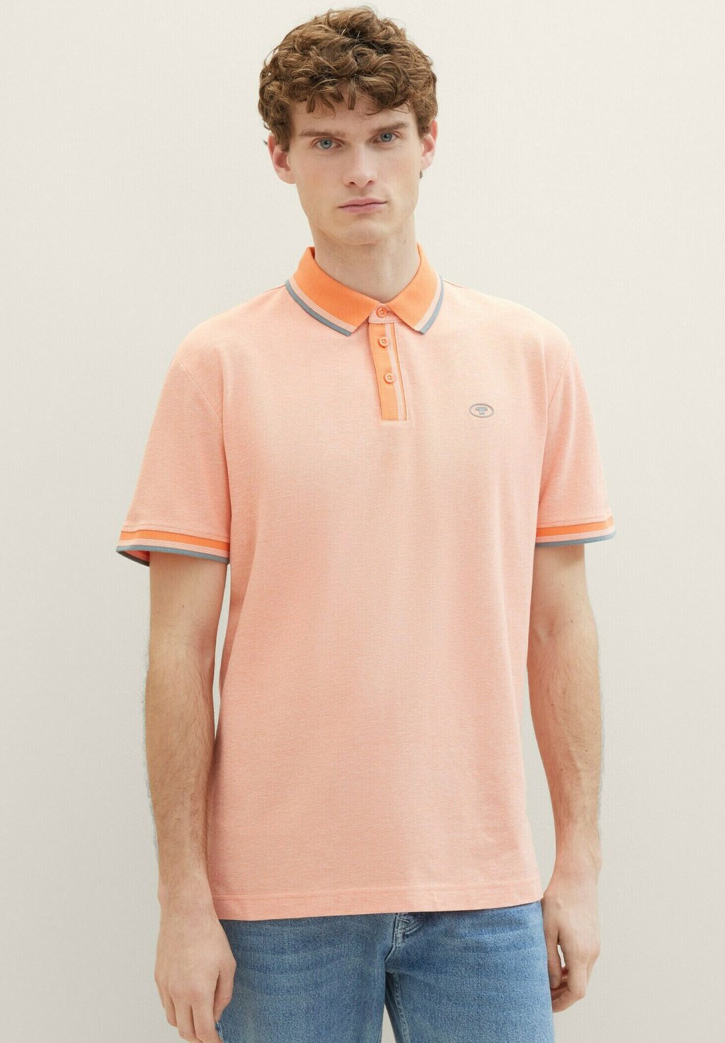 Рубашка-поло TOM TAILOR, цвет white orange twotone