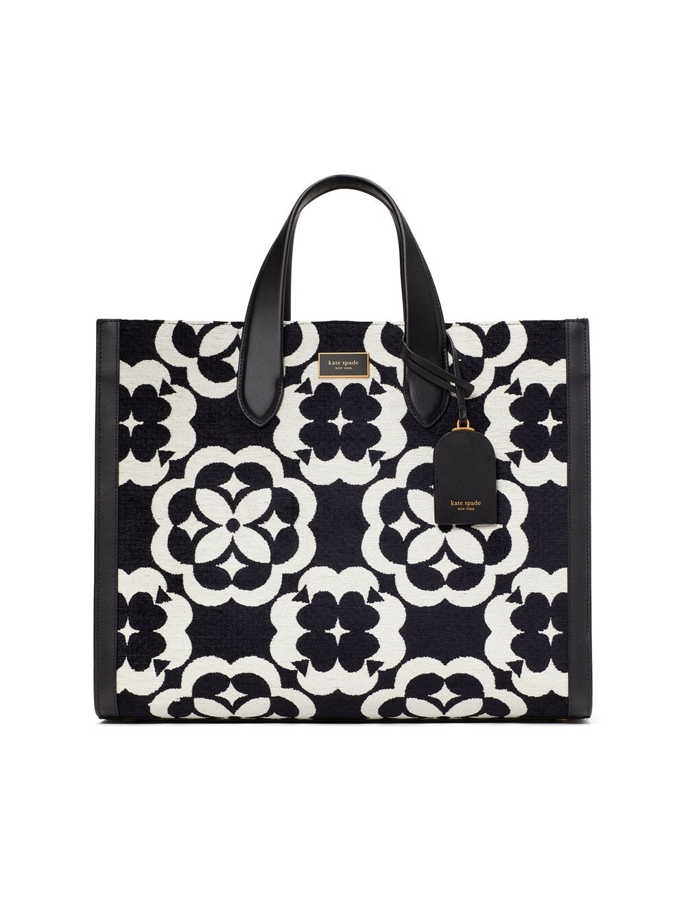

Объемная объемная объемная сумка-тоут с монограммой Manhattan Spade Flower kate spade new york, черный