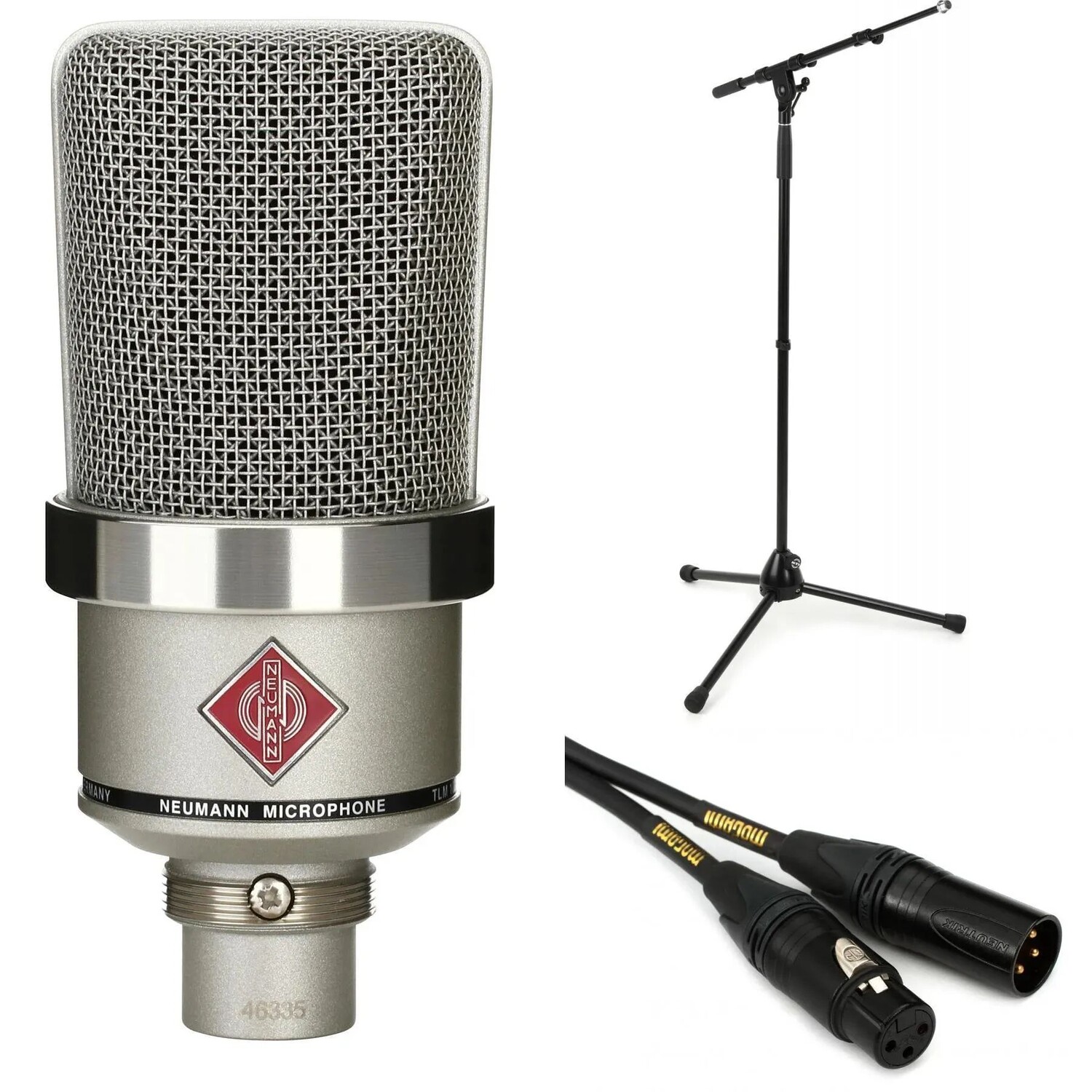 

Комплект конденсаторных микрофонов Neumann TLM 102 с большой диафрагмой, стойкой и кабелем - никель
