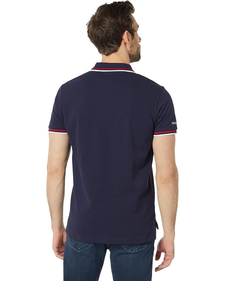 

Поло U.S. POLO ASSN. Slim Fit USA Applique Flag Print Knit Polo Shirt, цвет Classic Navy