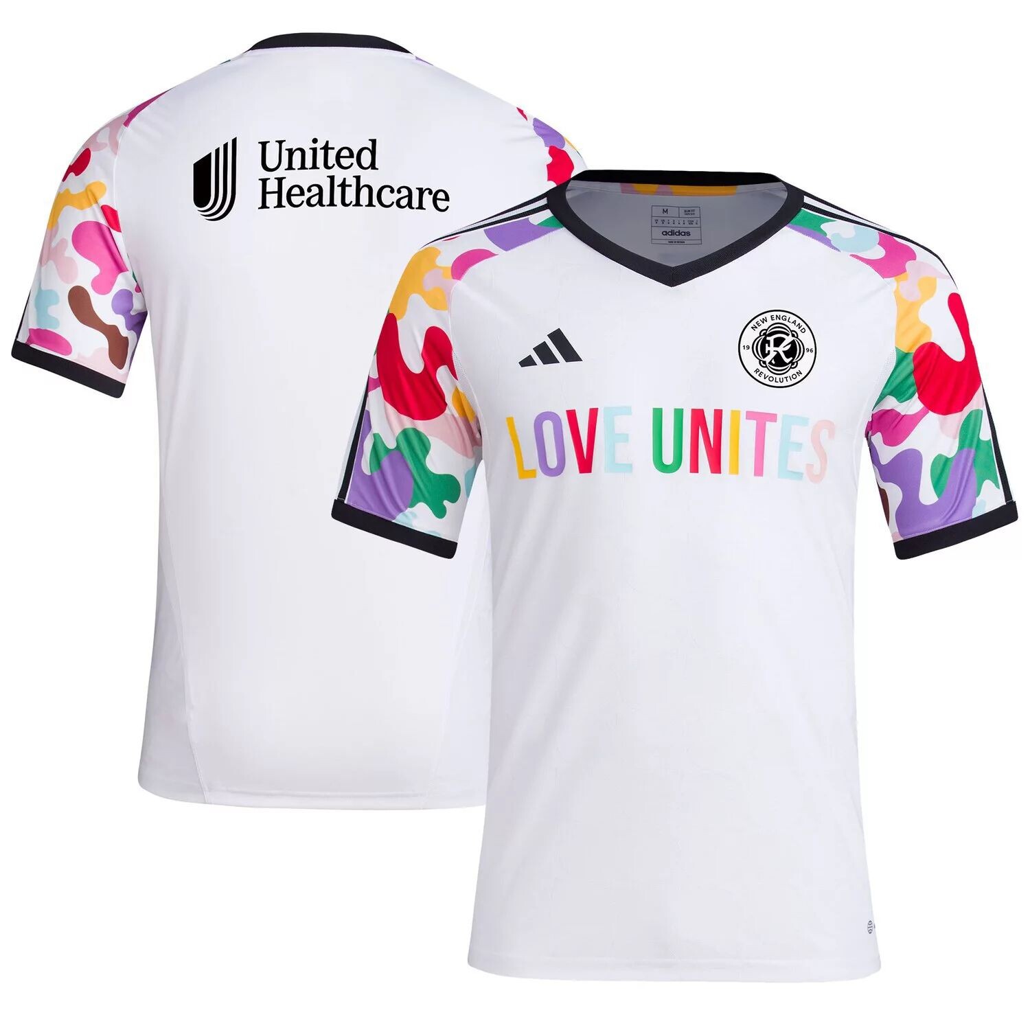 

Мужская предматчевая футболка adidas White New England Revolution 2023 Pride