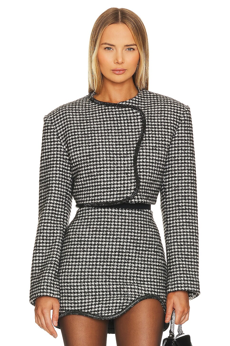 

Блейзер Nue Studio Houndstooth Cropped, цвет Black & White