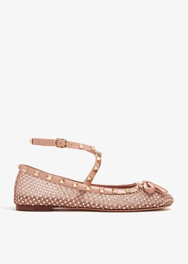 

Балетки Valentino Garavani Rockstud Mesh Ballerinas, розовый