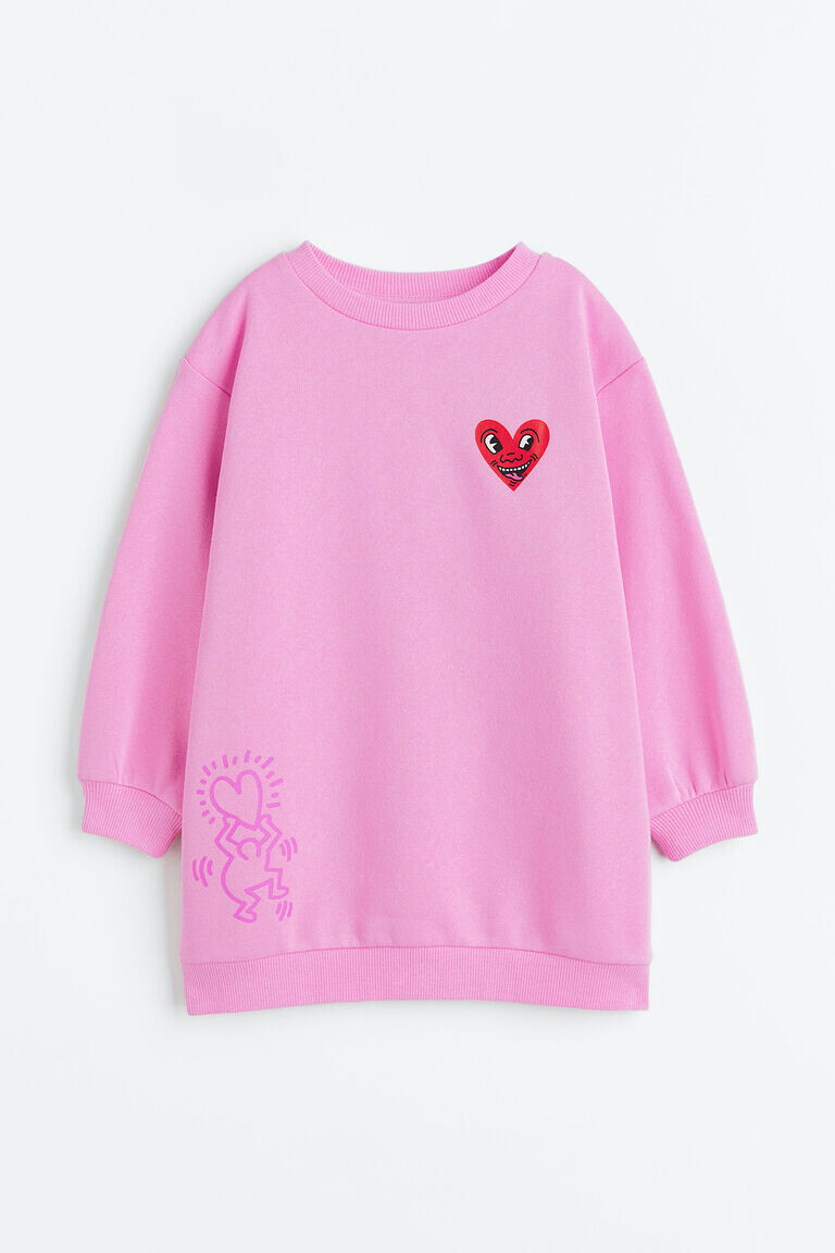 

Платье-толстовка с принтом H&M, розовый