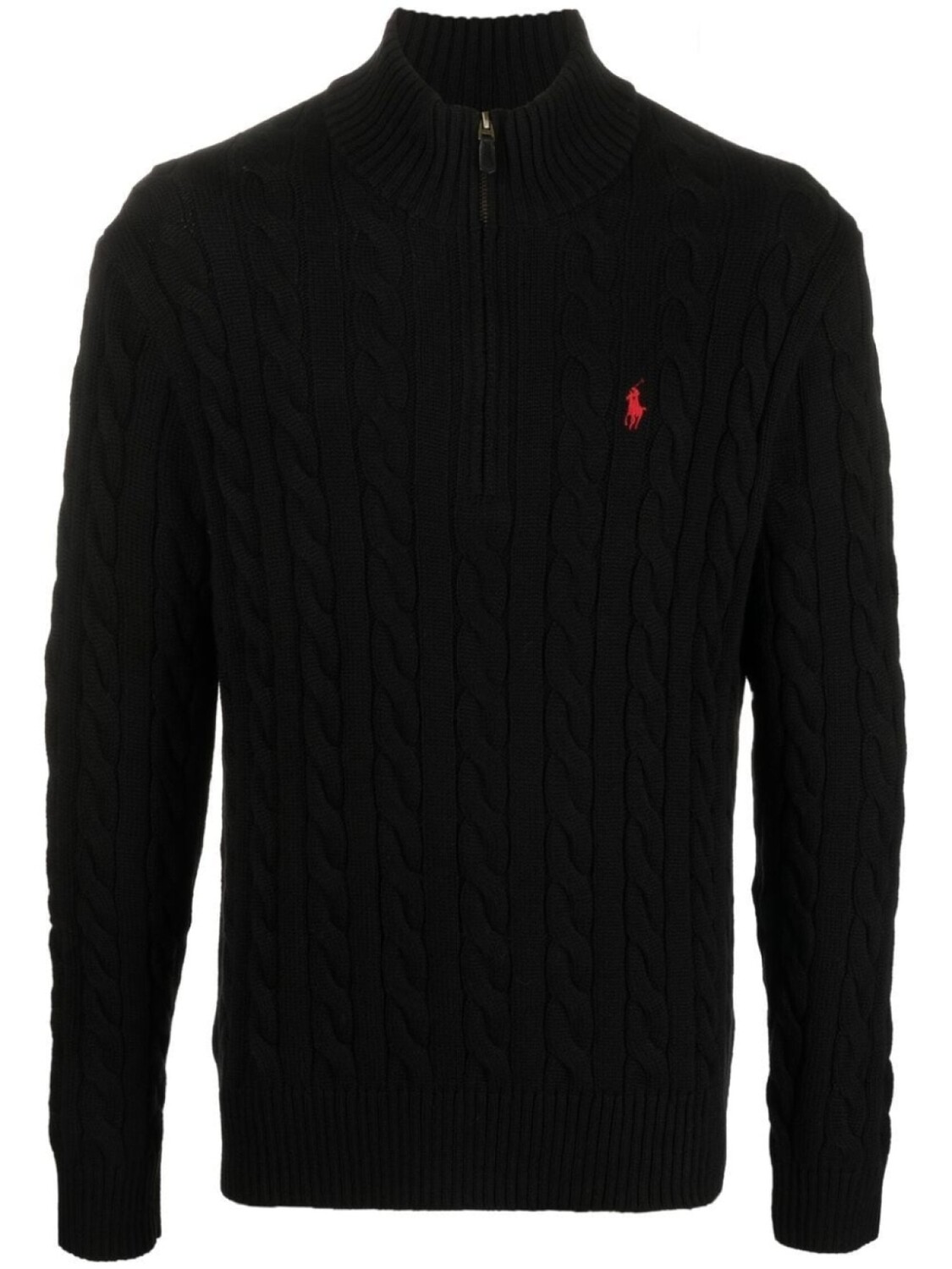 

Polo Ralph Lauren джемпер фактурной вязки с воротником на молнии, черный