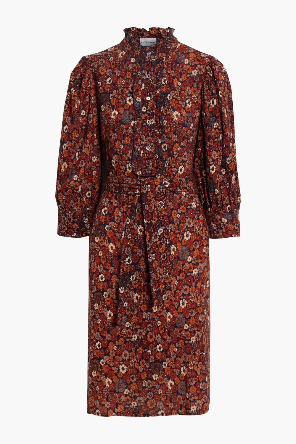 

Платье Paoli из хлопковой вуали с цветочным принтом и поясом Antik Batik, коричневый