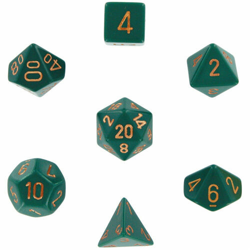 

Игровые кубики Opaque Poly 7 Set: Dusty Green/Copper Chessex