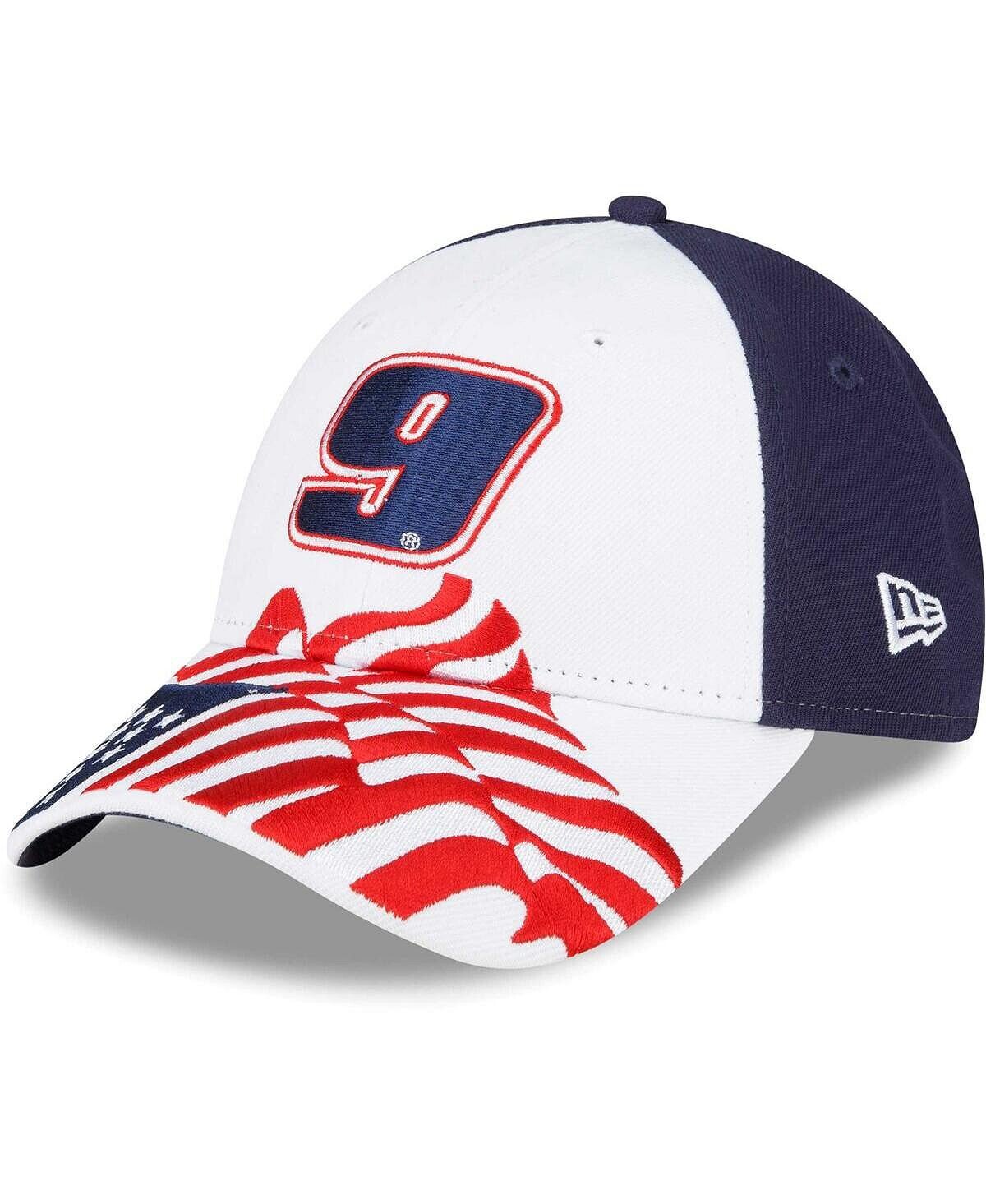 

Мужская белая, синяя регулируемая шляпа Chase Elliott 9FORTY Americana Snapback New Era
