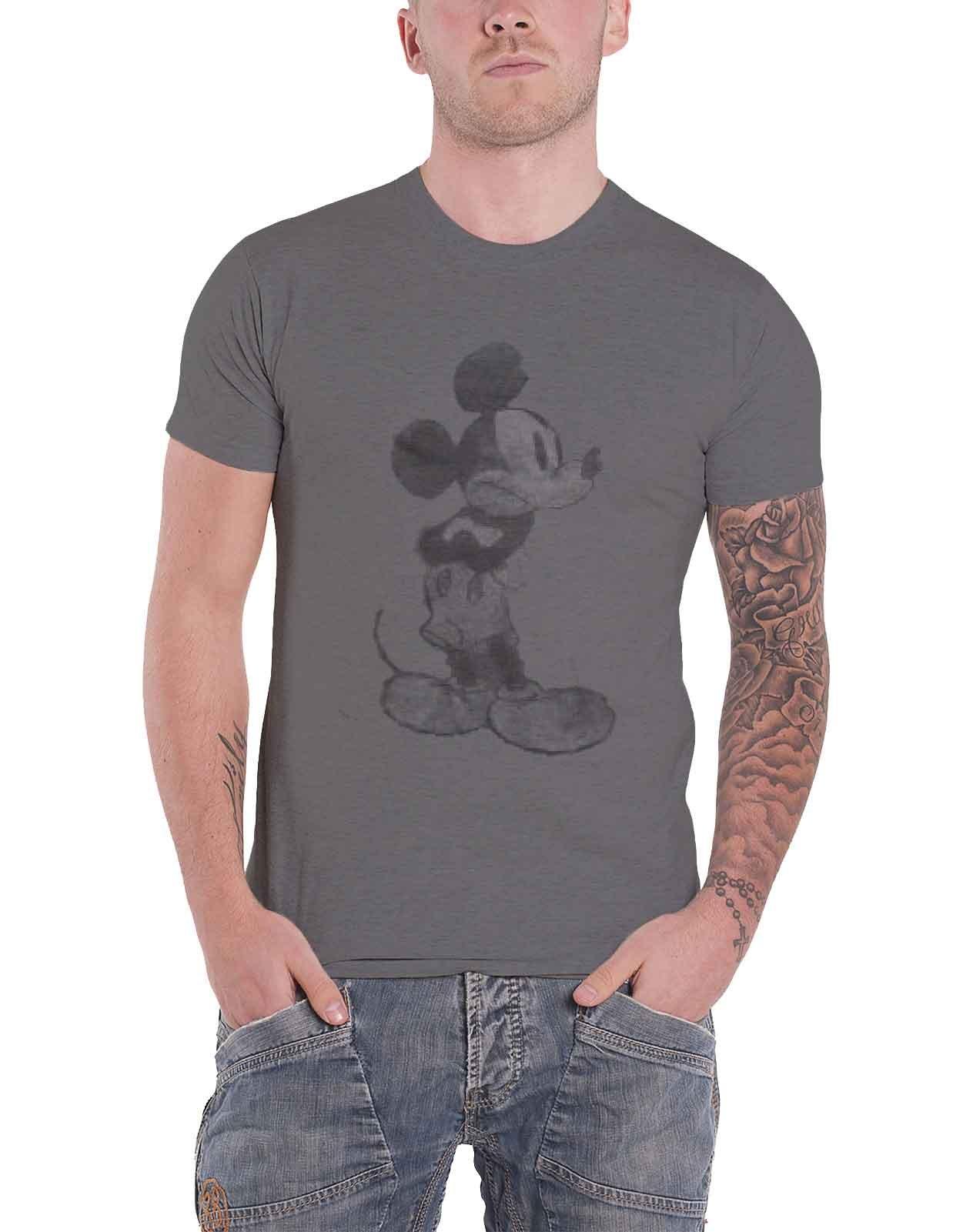 Винтажная футболка с изображением Микки Мауса Disney, серый футболка с микки маусом и граффити для мальчиков disney белый