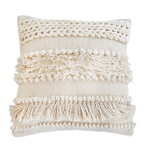 

Подушка Iman ручной работы цвета слоновой кости, 20 x 20 дюймов POM POM AT HOME, цвет Ivory/Cream