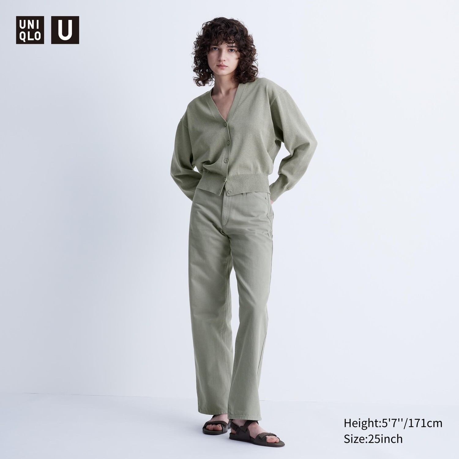 

Цветные прямые джинсы с высокой посадкой UNIQLO, серый