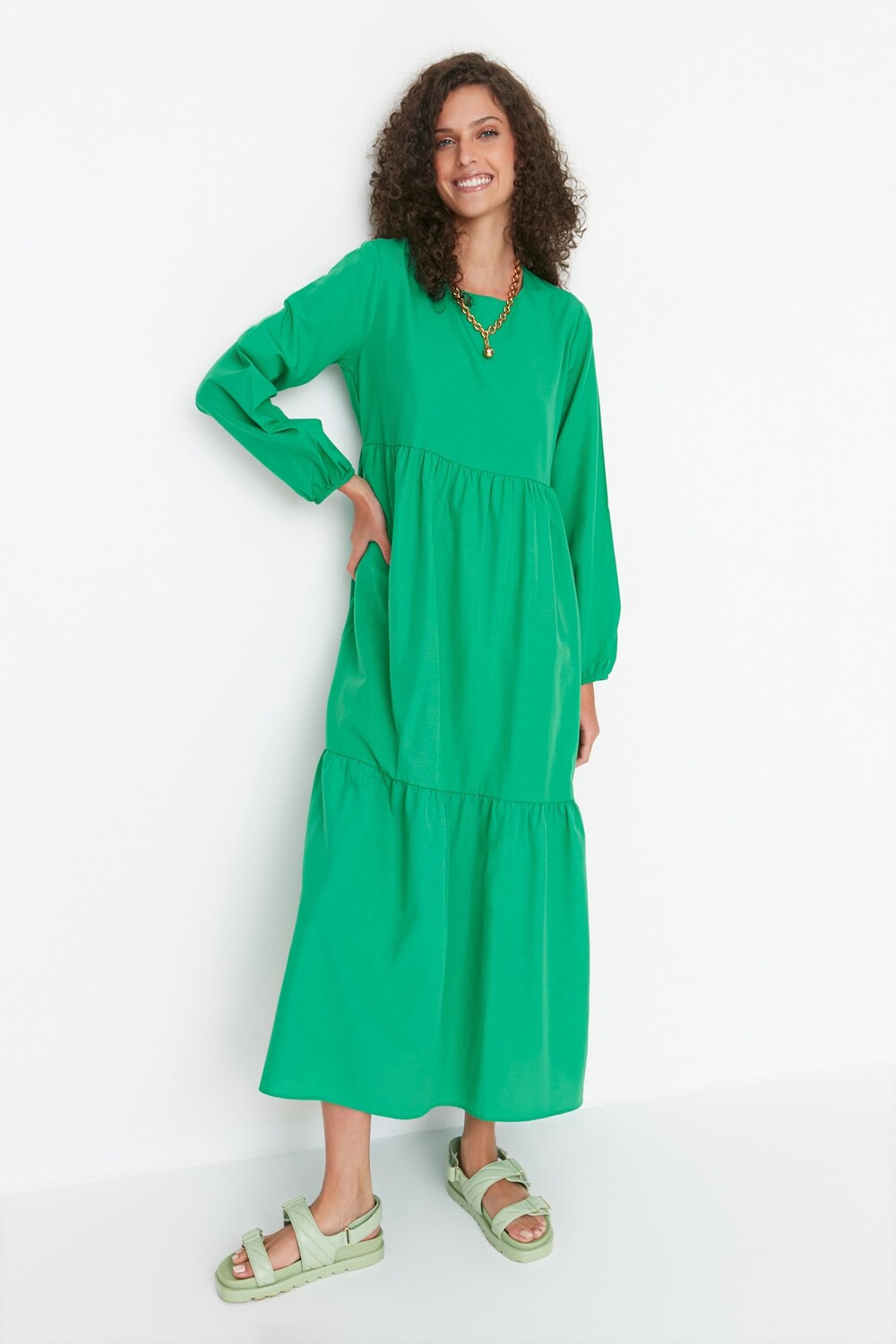 

Платье - Зеленое - Фигуристка Trendyol Modest, зеленый
